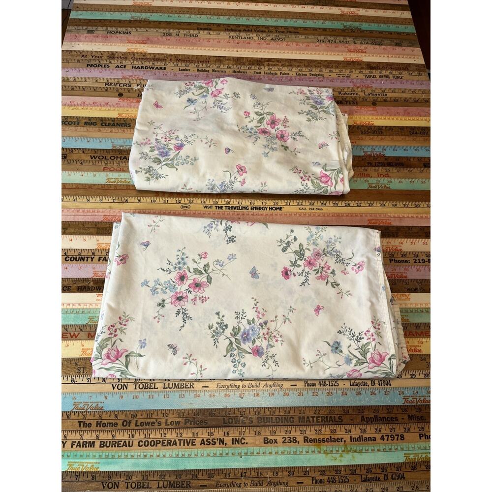 Vintage Cannon FULL Sheet Set 70s Wildflower Floral Shabby Chic Cottage 2 Pcs